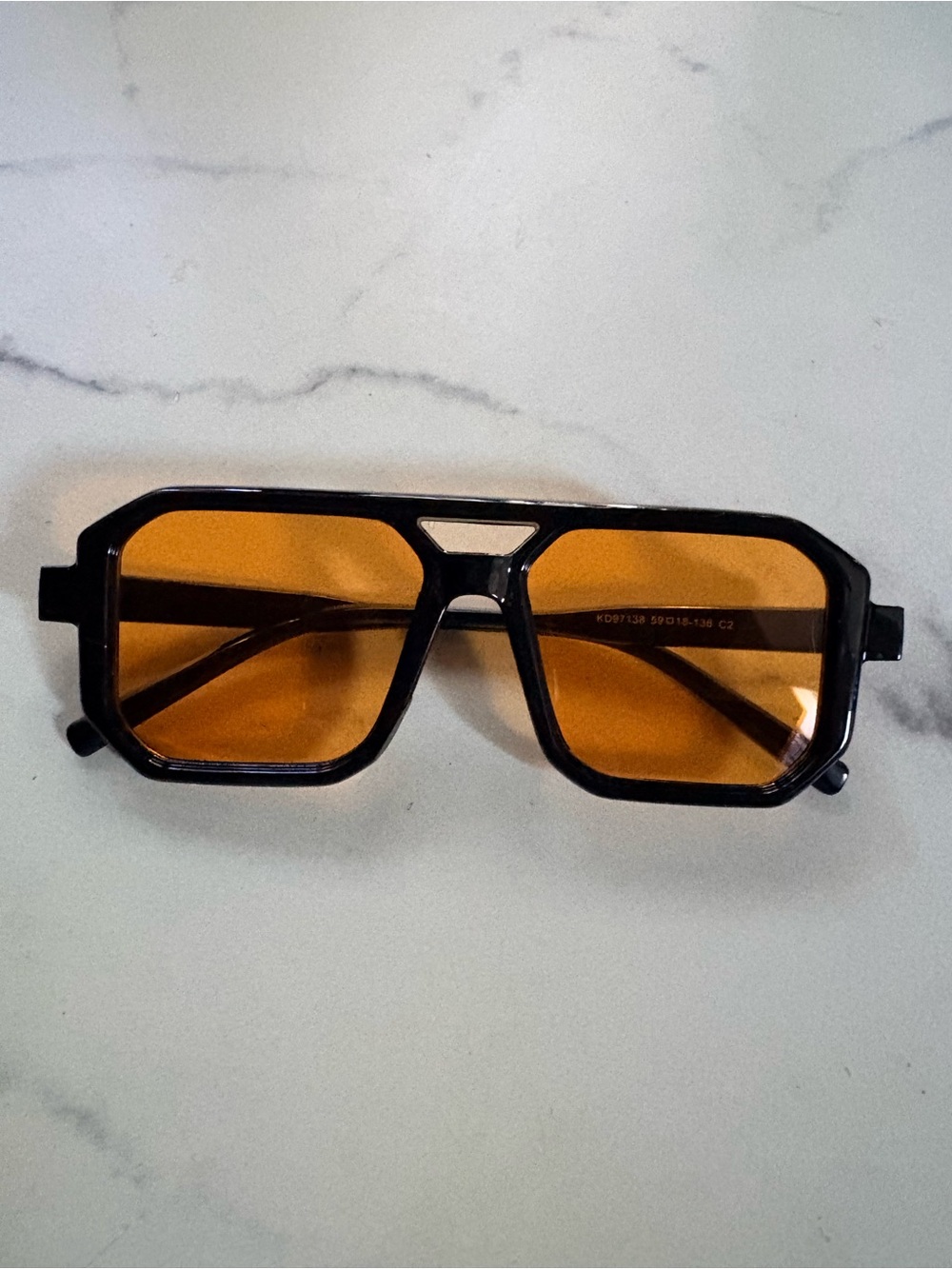 Retro Square Men's Sunglasses with Amber Lenses
